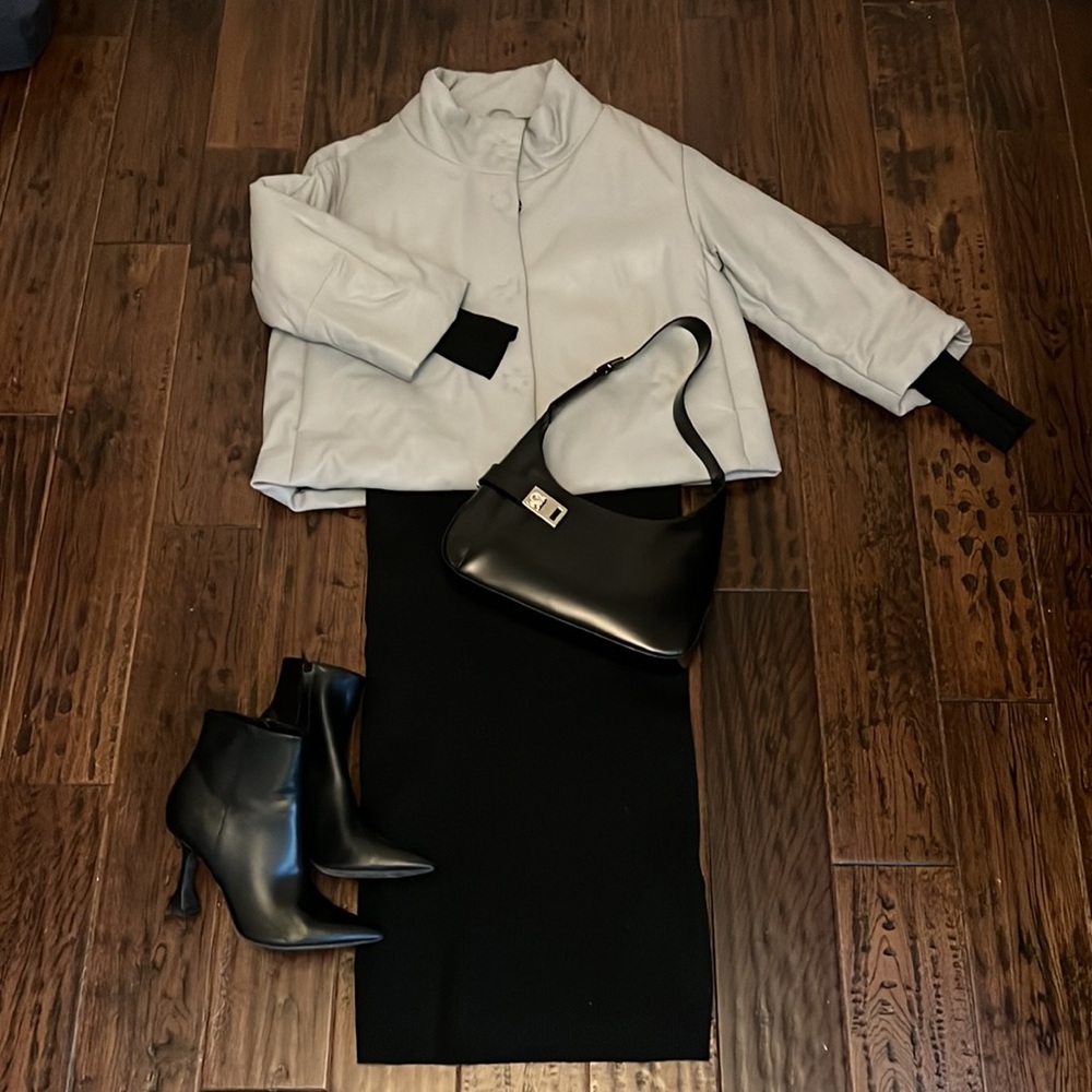 Padded leather jacket